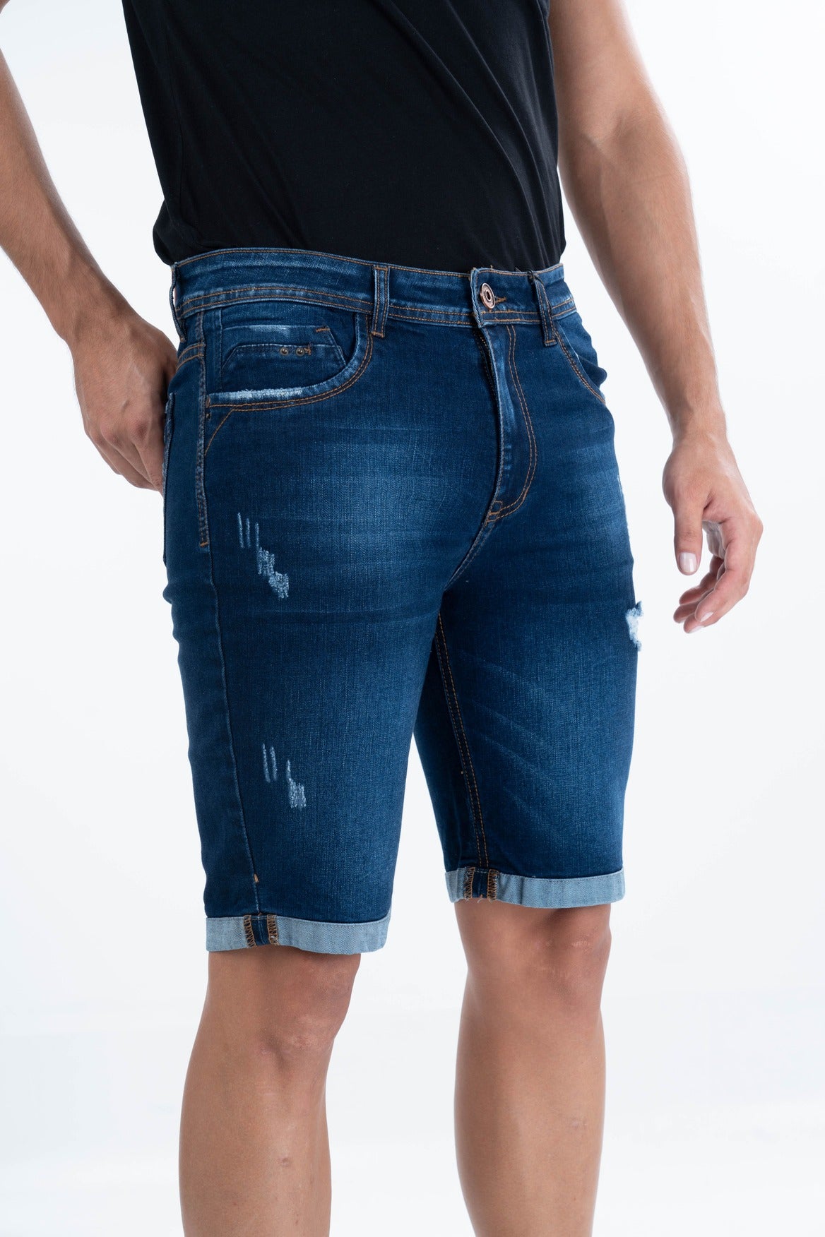 Bermuda Azul Oscuro Bota Doblada 1411