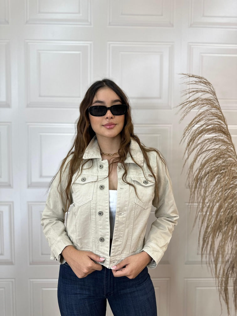 Chaqueta Tono Beige Rígida-5327
