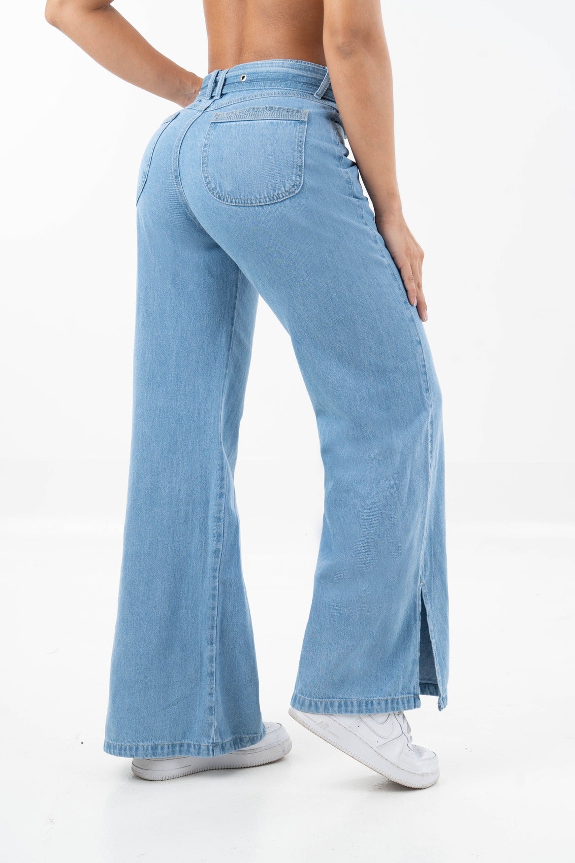 Jean wide claro con correa-5359