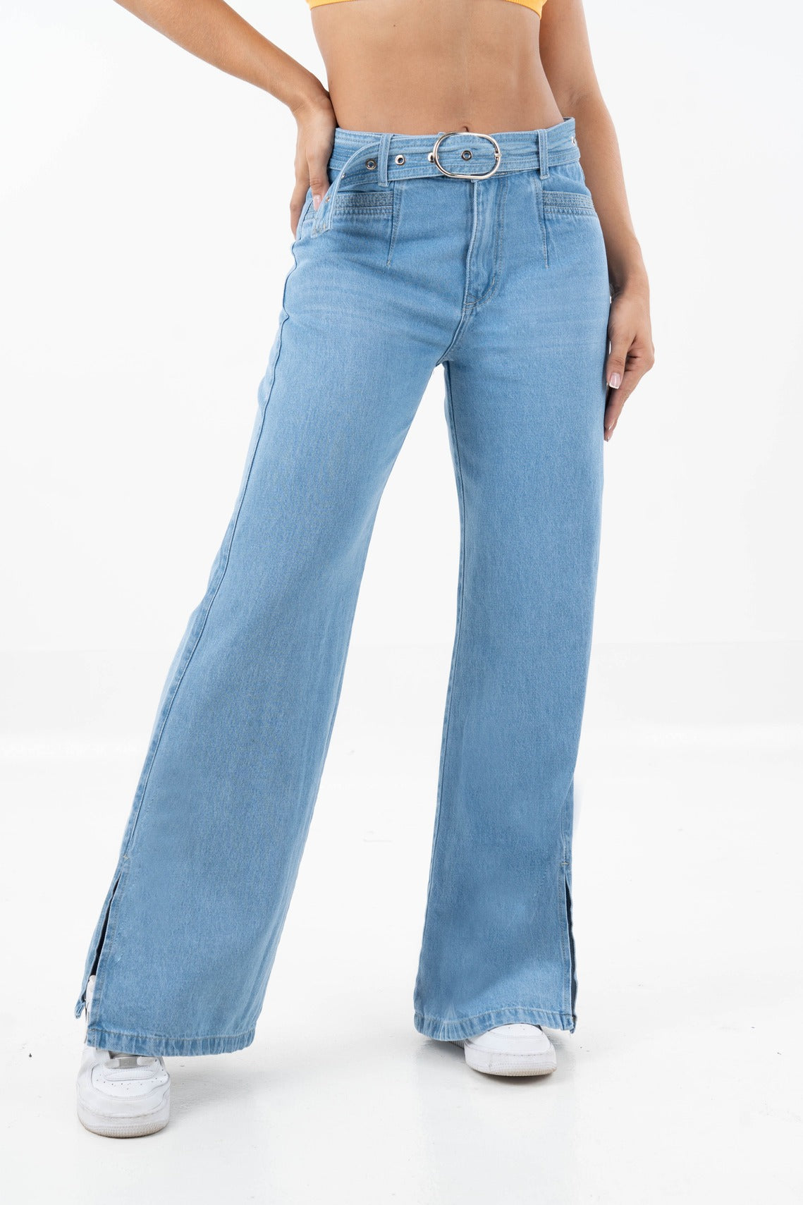 Jean wide claro con correa-5359