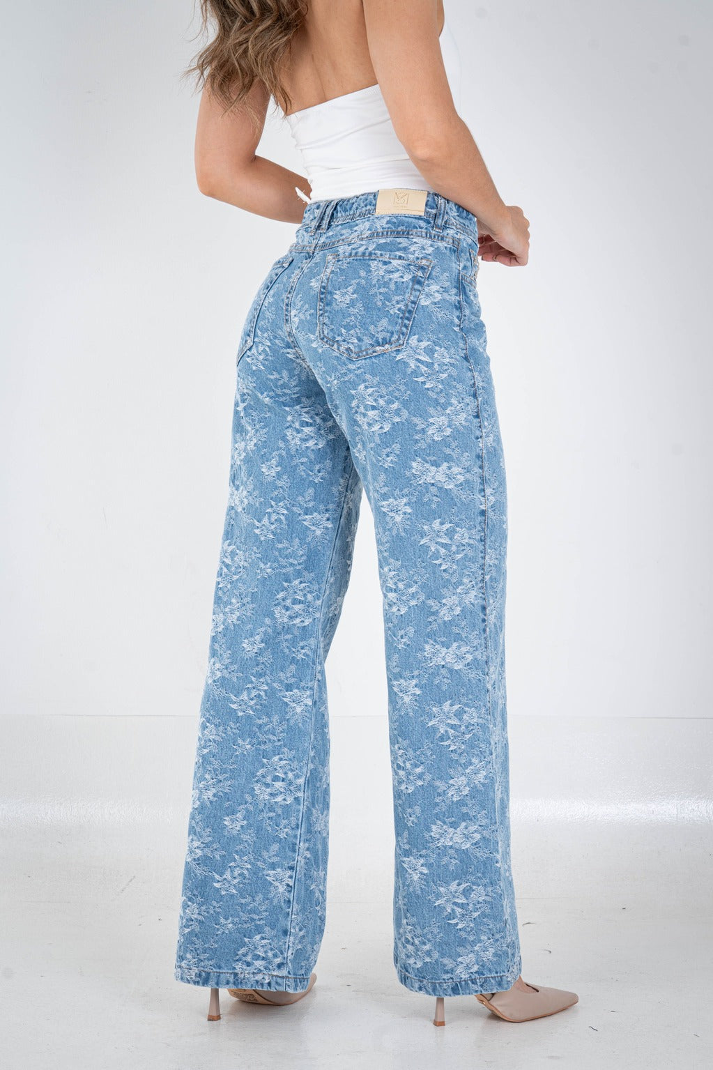 Jean Wide Leg Floral Elegante