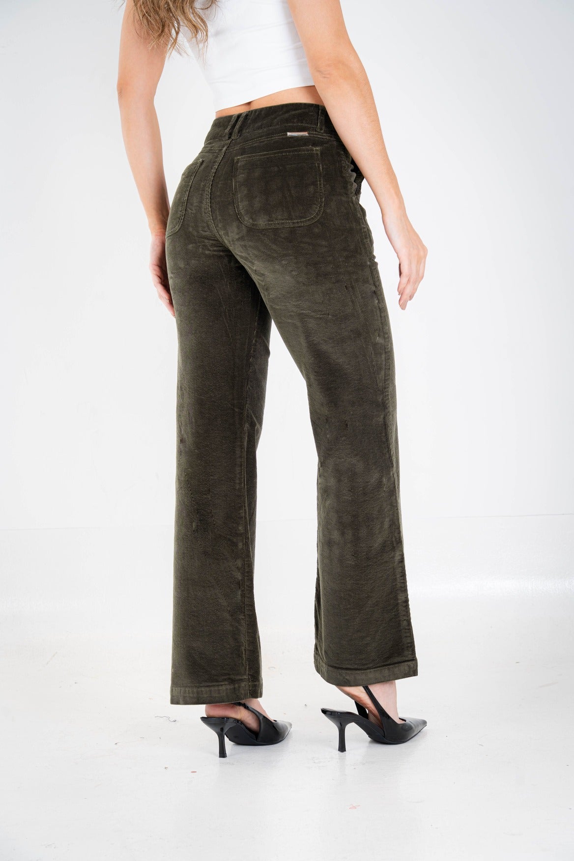 Jean Wide Leg Pana Stretch Verde