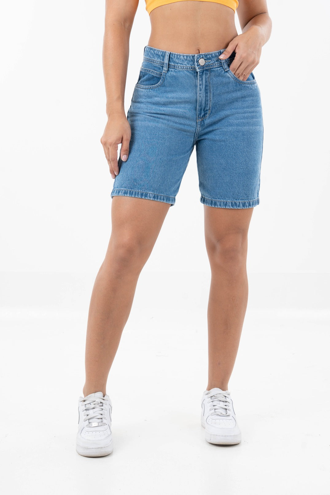 Short Clasico Azul Medio Rigido-8063
