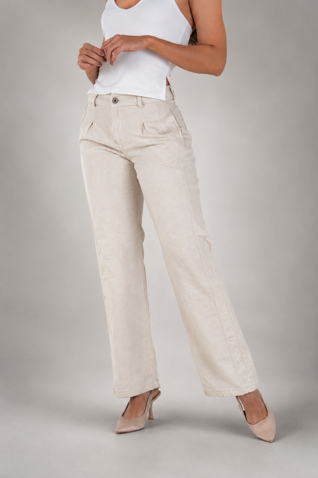 Straight Leg Tejido Floral Premium