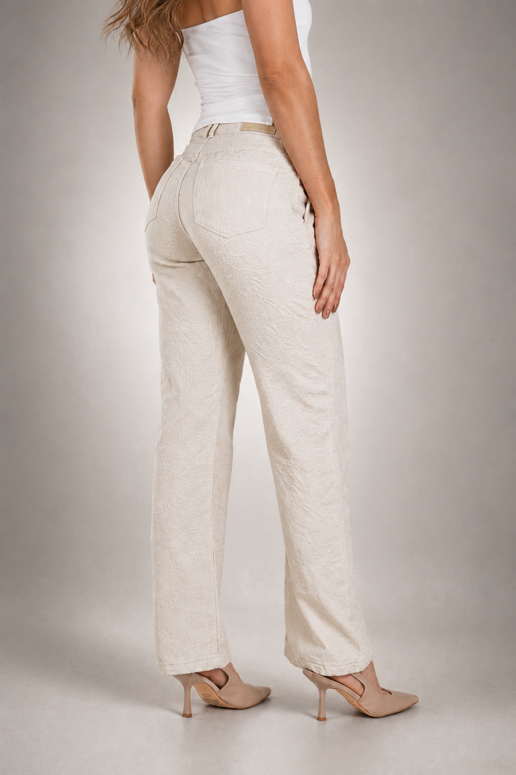 Straight Leg Tejido Floral Premium