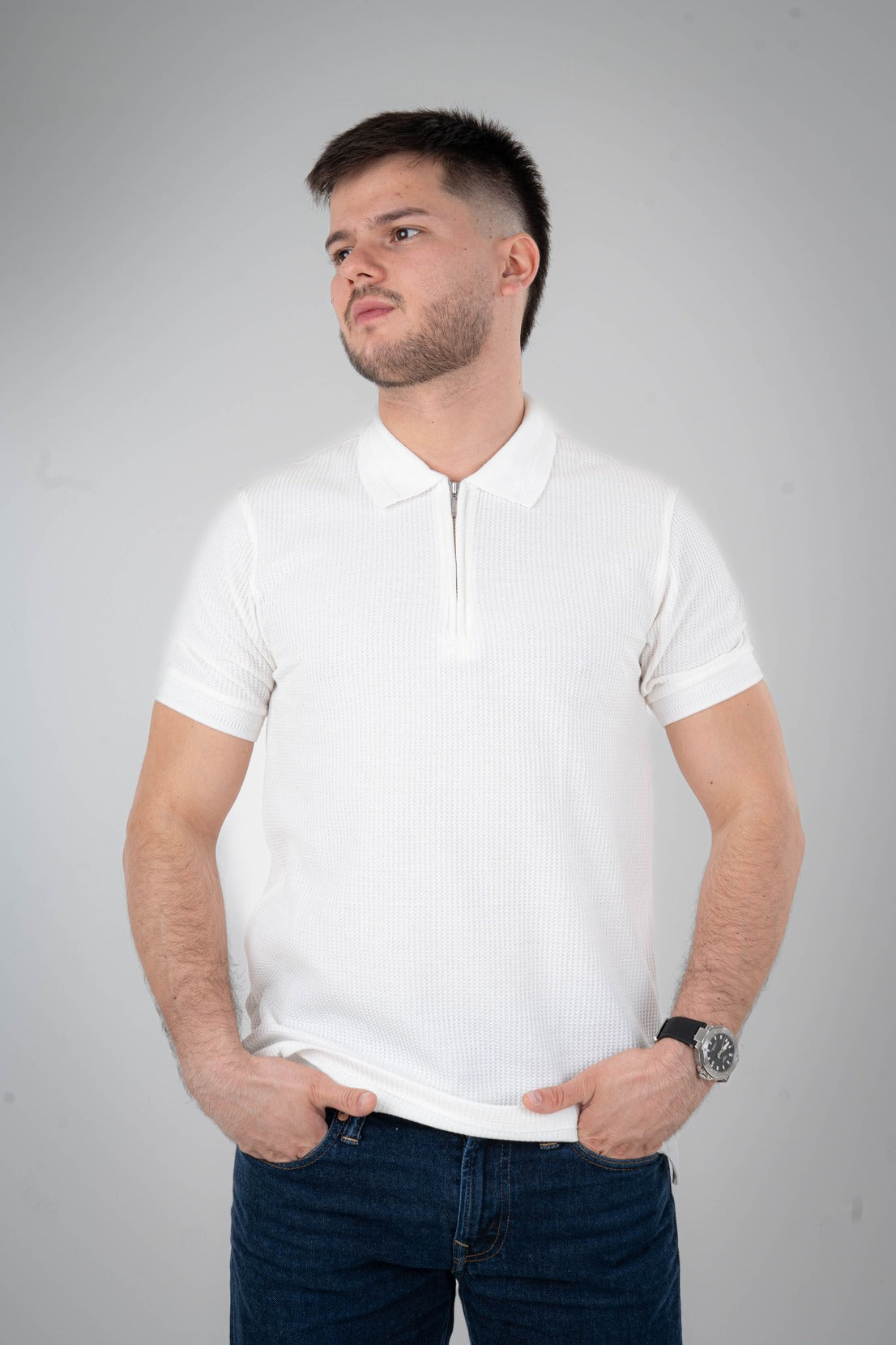 Camisa Polo Textura Con Cierre-D002