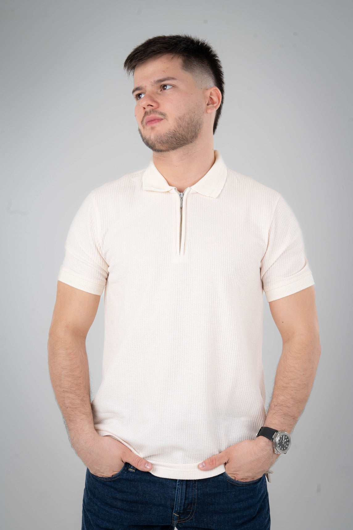 Camisa Polo Textura Con Cierre-D002