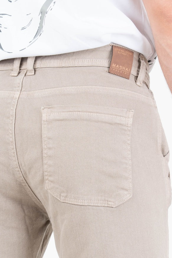 Cargo Beige Multi-Pocket Denim
