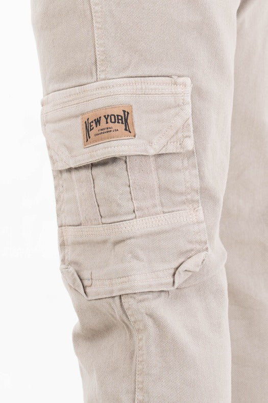 Cargo Beige Multi-Pocket Denim