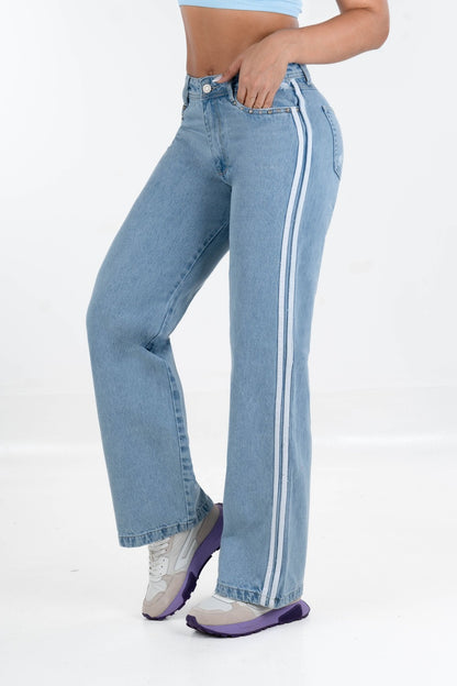 Jean Wide Con Rayas Laterales 5235
