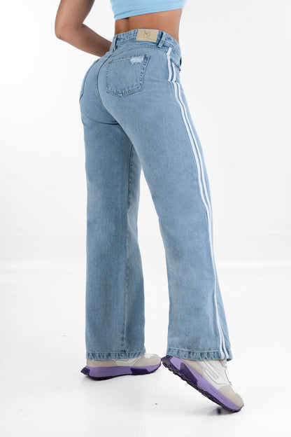 Jean Wide Con Rayas Laterales 5235