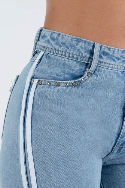Jean Wide Con Rayas Laterales 5235