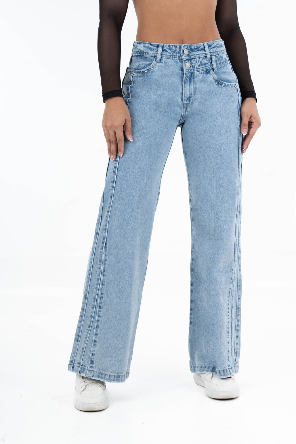 Jean Wide con costuras denim laterales 5282