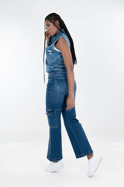 Pantalón Cargo Tono Oscuro-5317