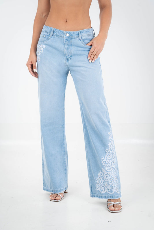 Jean Floral Wide Leg Fit