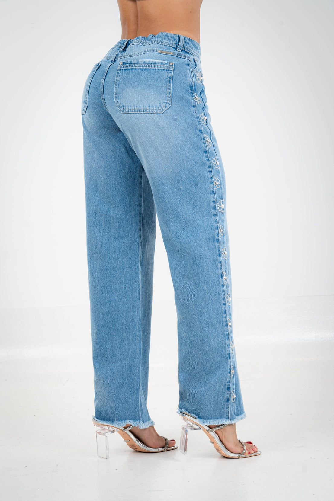 Jean Wide Mini Shiny Floral