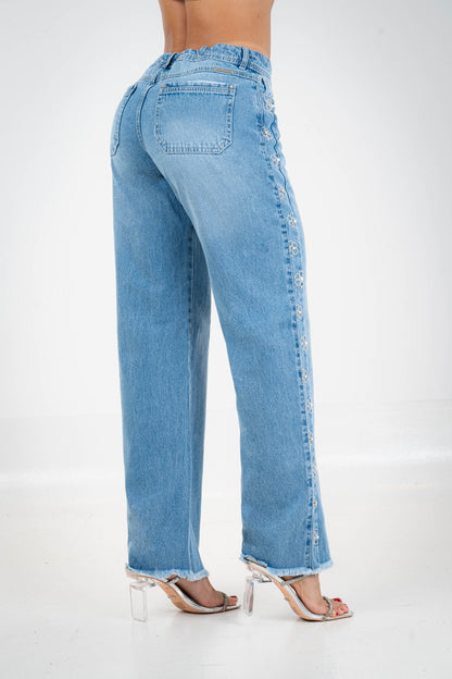 Jean Wide Mini Shiny Floral