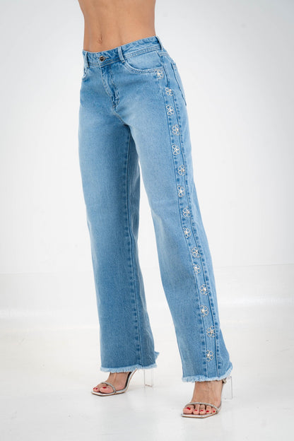 Jean Wide Mini Shiny Floral