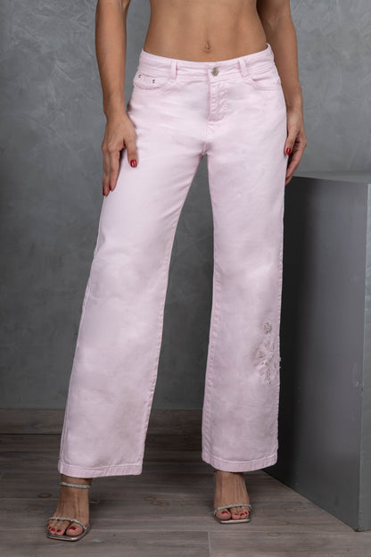 Jean Wide Leg Palo Rosa