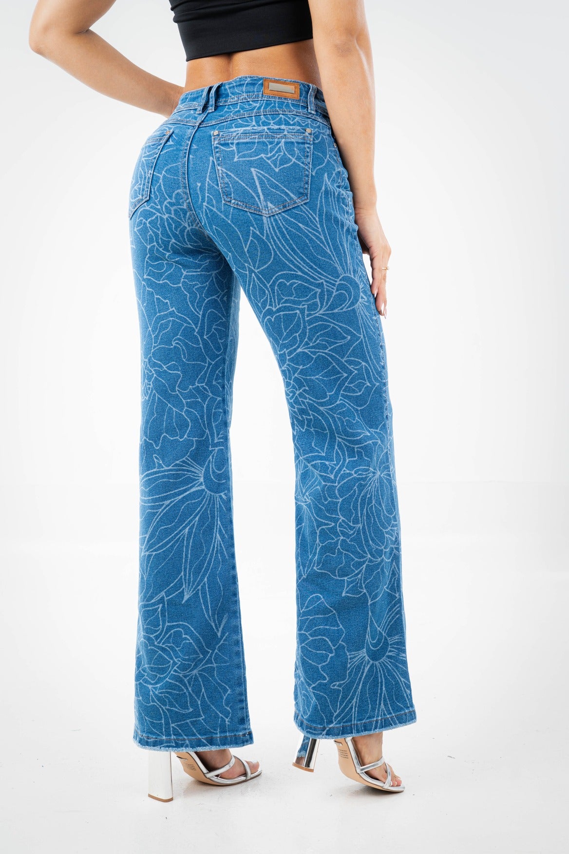 Jean Wide Leg Floral Laser