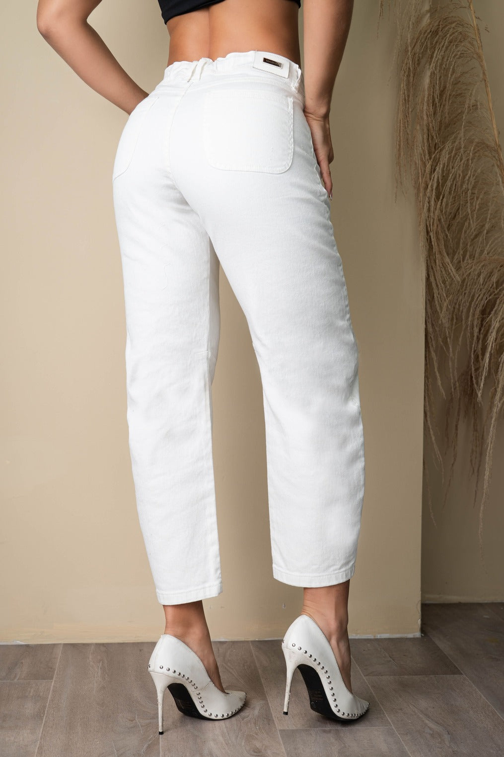 Jean Barrel Blanco Corte Definido