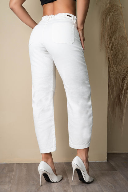 Jean Barrel Blanco Corte Definido