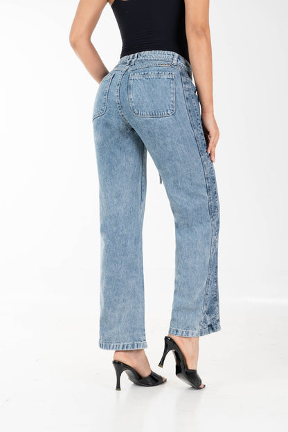 Straight Leg Floral Delta Rigido