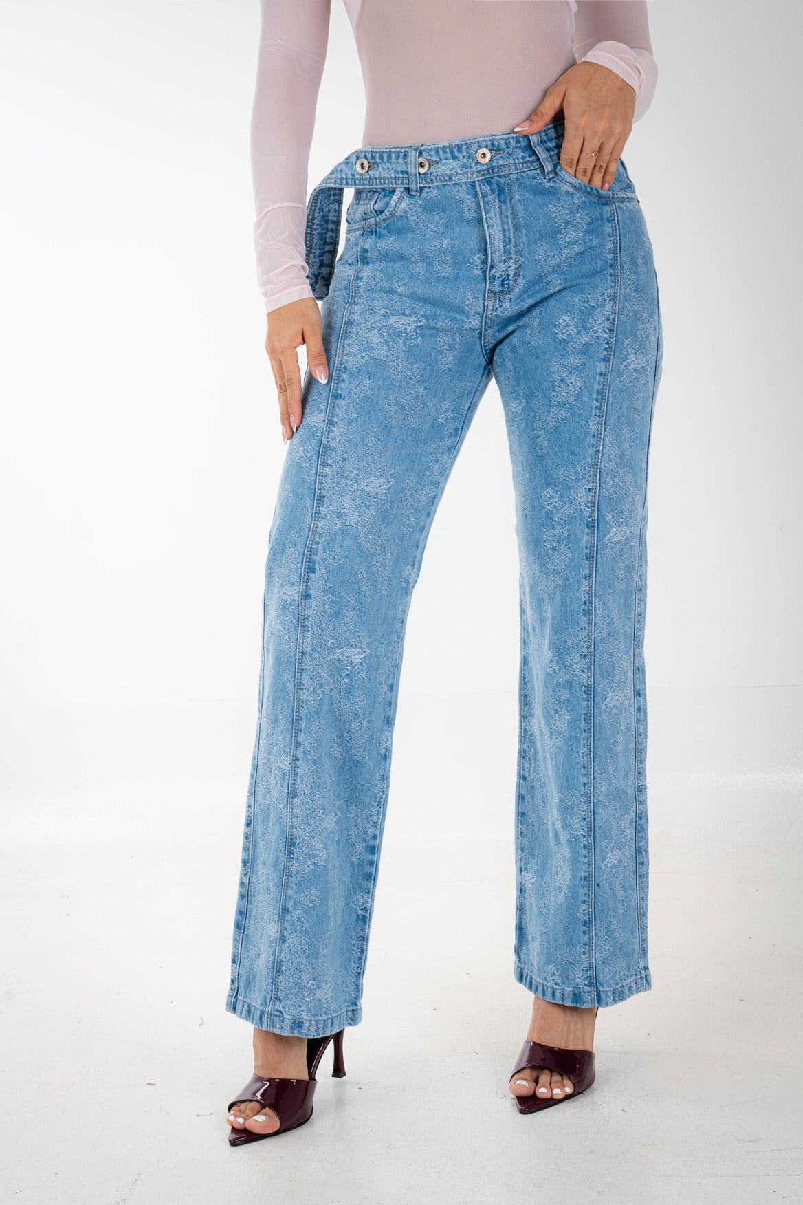 Jean Wide Leg Aqua Rígido