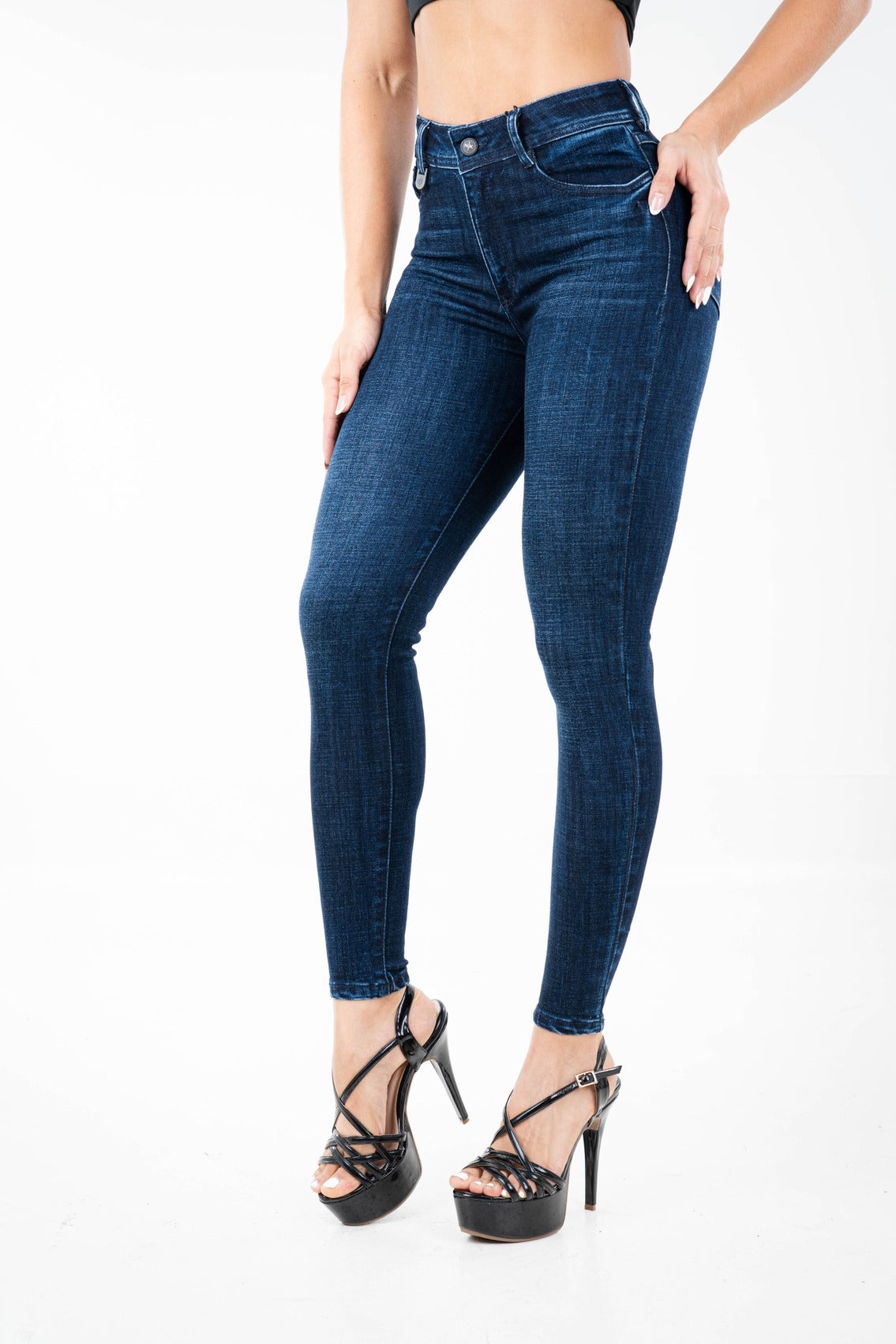 Jean Skinny Tiro Alto, Azul Índigo Oscuro
