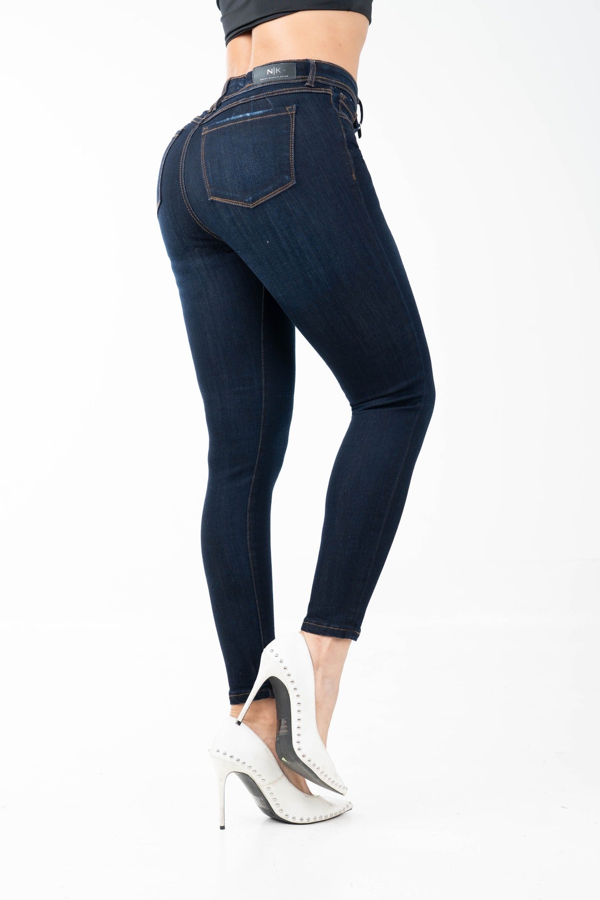 Jean Skinny Tiro Alto, Azul Oscuro Premium