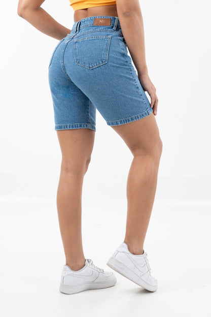 Short Clasico Azul Medio Rigido-8063