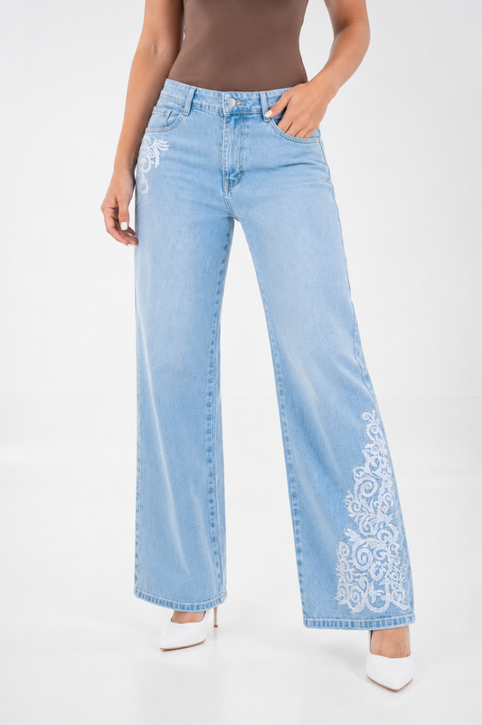 Jean Floral Wide Leg Fit