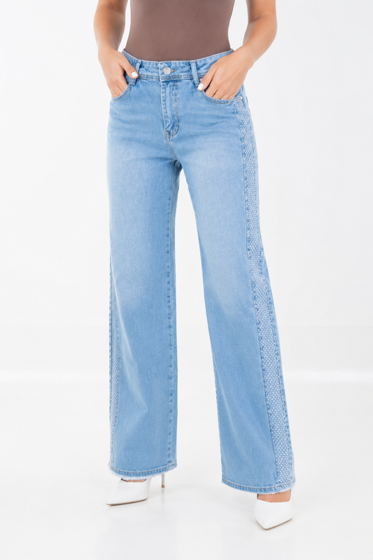 Jean Shiny Lateral Wide Leg