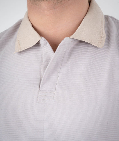 Camisa Tipo Polo Textura Con Detalles-T004